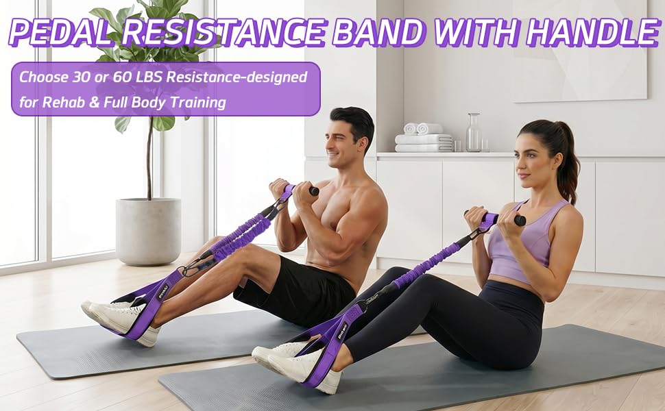 pedal resistance band with handle