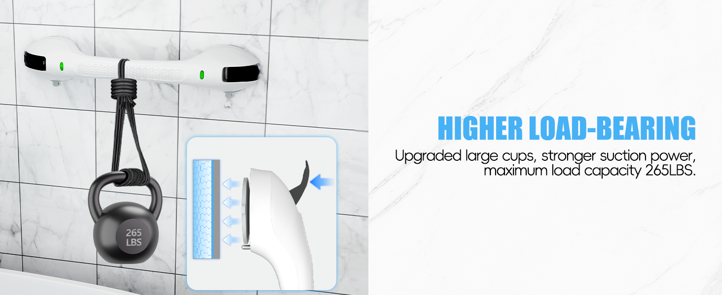 Upgraded large cups, stronger suction power,maximum load capacity 265LBS