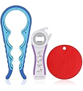 Jar Opener- Pad Rubber Jar Can Lid Opener, 5 in 1 Multi Function Can Opener Bottle Opener Kit wit...