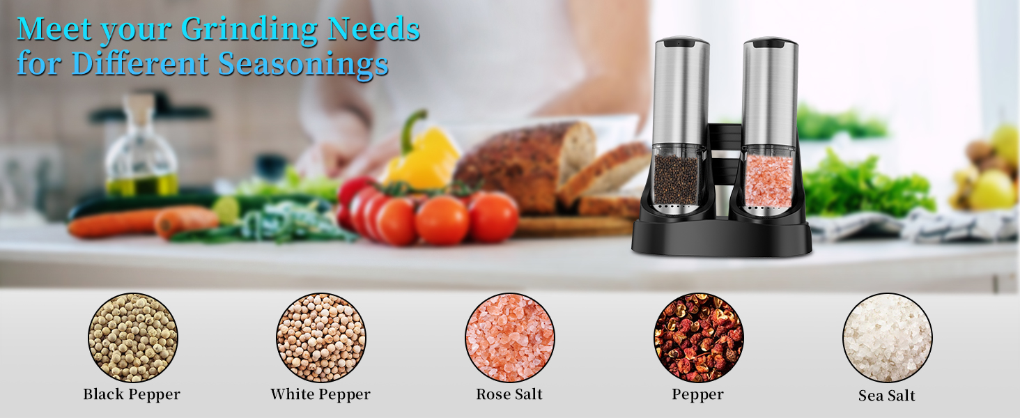 electric salt and pepper grinder automatic salt and pepper grinder set salt and pepper shakers