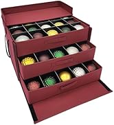 612 Vermont Christmas Ornament Storage Box with 3 Trays, Adjustable Acid-Free Dividers, Holds 60-...