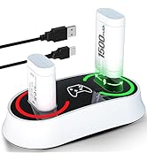 Battery Pack with Charger for Xbox Controller, 2 x 4400mWh (1500mAh) Fast Rechargeable Battery Ch...