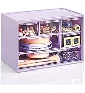 Desk Storage Organizer with 6 Mini Drawers, FODIENS Stackable Desktop Craft Drawer Cabinet, Clear...
