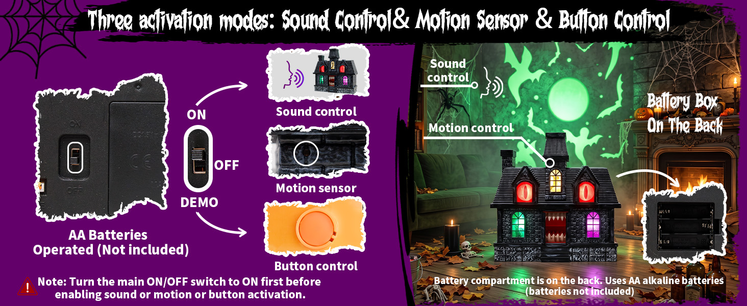 Halloween Projection Haunted House Decor, Colorful Lights