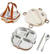 Ausenzup Stainless Steel Bento Box, 800ml Leakproof Lunch Box, Easy To Open And Close, Food Stora...