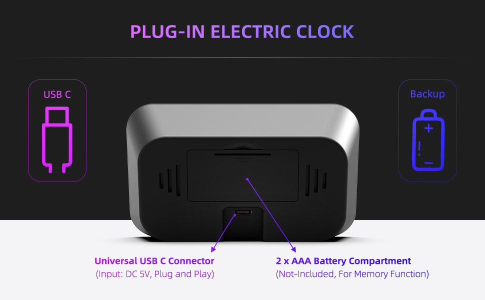 Plug-in Electric Clock with Memory Function