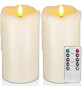 Homemory Dripping Wax Flameless Candles, Battery Operated Candles with Remote Control and Timers,...