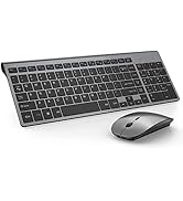 GAMCATZ Wireless Keyboard and Mouse Combo, 2.4G Slim Compact Ergonomic Keyboard and Rechargeable ...