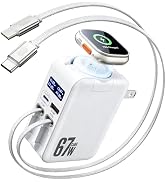 Hatalkin 5-in-1 Retractable Wall Charger for Apple Watch, 67W GaN Fast Charging Block with 2 USB ...