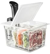 EVERIE 12 Quart Sous Vide Container with Collapsible Hinged Lid + Wobble-Free Stainless Steel Rac...