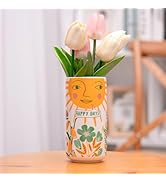 MOUGIGI Handcrafted Ceramic Sun Vase - Unique Colorful Bohemian Design for Home Décor, Chic Abstr...