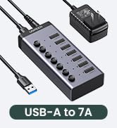 UGREEN Powered USB 3.0 Hub, 7-Port USB Adapter with 4 Smart Charging Ports, USB Splitter with Ind...