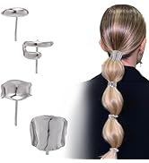 4 Pcs Silver Hair Cuffs for Ponytails Holders, Metal High Ponytail Buckle Clip Hair Rings Hair Ac...