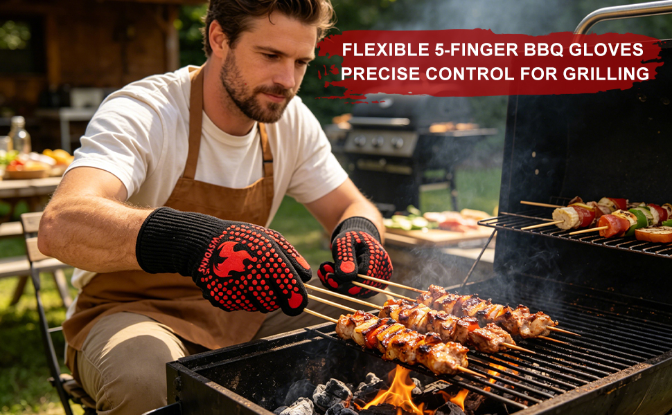 FLEXIBLE 5-FINGER BBQ GLOVES