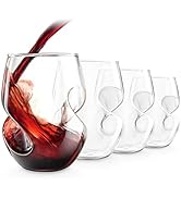 Final Touch Conundrum Red Wine Glasses - Set of 4 Stemless Handcrafted Glasses - 16 Ounce - Curve...