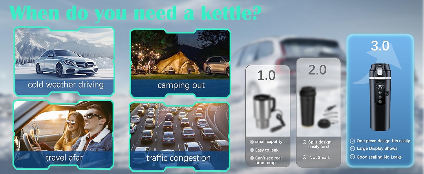  12V/24V Car Travel Electric Kettle