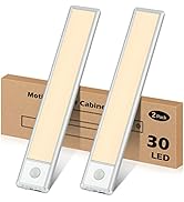 YLXS 30-LED Motion Sensor Under Cabinet Lights, Magnetic Rechargeable Under Counter Closet Lights...