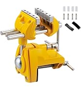 MAXMAN Bench Vise 3 Inch, Heavy Duty Home Bench Clamp with 360° Swivel Base, Multi-Purpose Cast S...