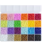 YUYUDEHM Rainbow 3mm Seed Beads, 5200Pcs Small Beads for Jewelry Making | Glass Seed Beads Kit wi...