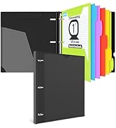 INFUN 1 INCH All-in-one Telescoping Binder Notebook- 2PCS, 3 Ring Binder with 1 Plastic Movable P...
