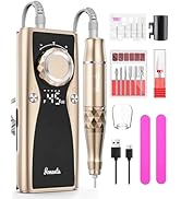 Electric Nail Drill Professional Kit: 45,000 RPM USB Rechargeable Efile Nail Drill Nail File with...