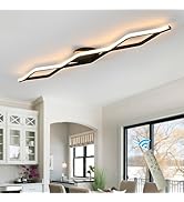 Qcyuui Dimmable LED Ceiling Light 46.4'' Kitchen Lighting Fixtures Ceiling Black Flush Mount Ceil...