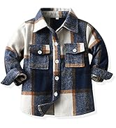Feidoog Toddler 2 Pack Baby Boys and Girls Plaid Shirts Jacket Long Sleeve Lapel Button Down Shir...