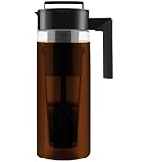 Takeya Patented Deluxe Cold Brew Coffee Maker with Black Lid Airtight Pitcher, 2 Quart, Black