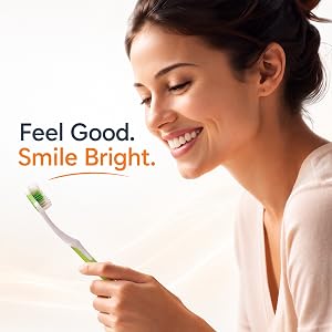 Woman smiling at brush
