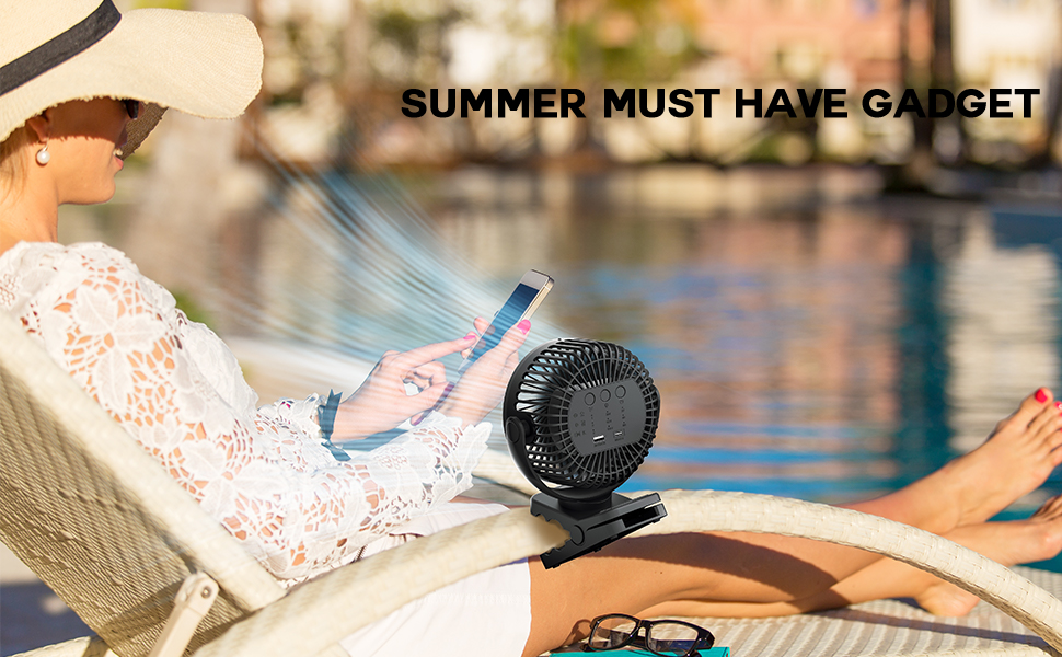 clip on fan for swimming pool/patio umbrella/beach camping tents