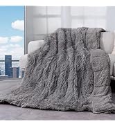 Cottonblue Faux Fur Reversible Sherpa Weighted Blanket 15lbs,Luxury Snugly Long Fur Warm Heavy Bl...