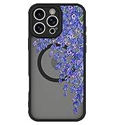 BITOBE Floral Case for iPhone 16 Pro Max [Compatible with MagSafe] Cute Purple Flower Pattern Cas...