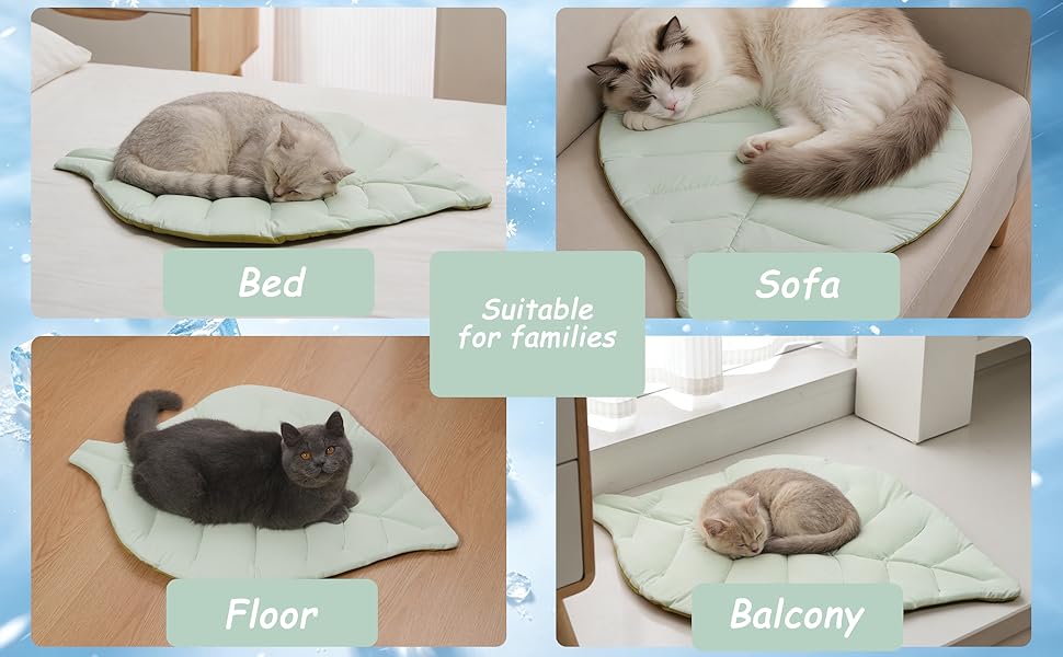 Nimorio Cat Cooling Mat Cat Leaf Bed Mat Comfortable Soft Fabric Breathable Cozy for All Seasons