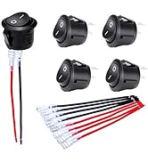 DaierTek ON Off Round Rocker Switches SPST 20mm Mini 12 Volt DC Mini Circle Toggle Switch 12V for...