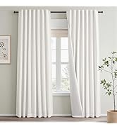 Topfinel 84 Inch Long Natural Blackout Curtains for Bedroom Livingroom, Farmhouse Back Tab Pinch ...