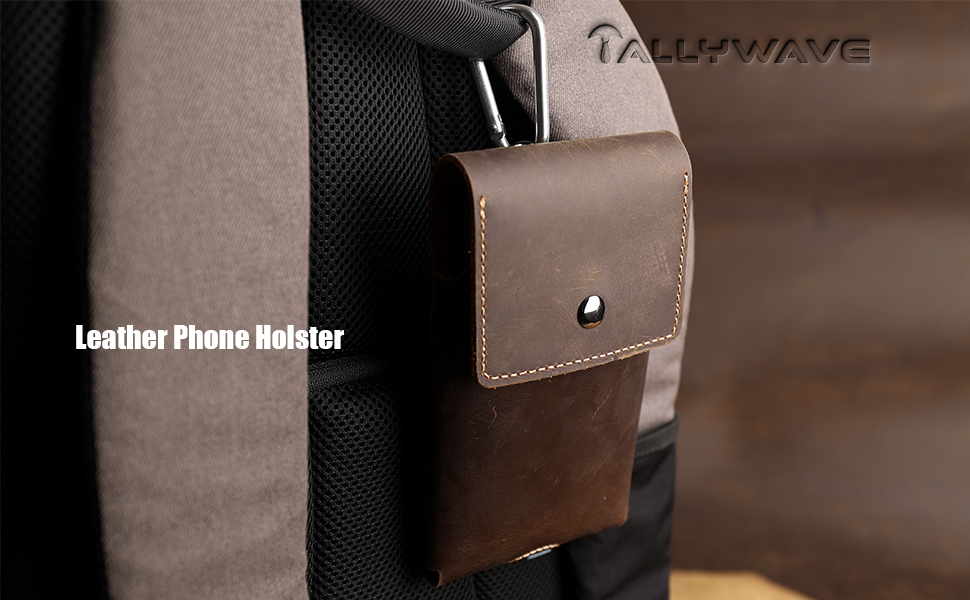 Leather phone holster for belt