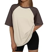 Trendy Queen Oversized Short Sleeve T Shirts for Women Workout Casual Summer Tops Loose Fit Cute ...