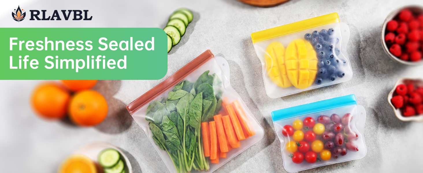 RLAVBL Reusable Freezer Bags Seal Freshness