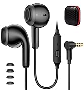 Wired Earbuds with Microphone,3.5mm Jack Black Headphones Wired for Chromebook ASUS Laptop School...