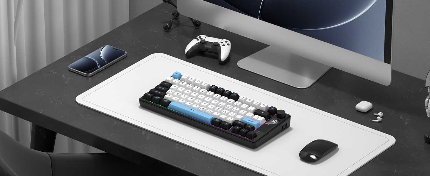 Pink Gaming Keyboard Wireless Creamy Computer Keyboards