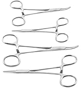 Ainiv 4 Piece Hemostat Curved and Straight Stainless Steel Self-Locking Fishing Forceps Piercing ...