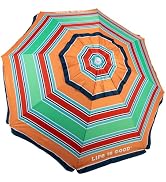 Life is Good 7' Beach Umbrella with Integrated Sand Anchor, Carry Bag, UPF 50+ Protection, Portab...