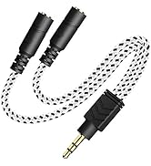 DUKABEL Headphone Splitter, Knitted 3.5mm Audio Splitter TRS 3-Pole Aux Splitter Cable for Headph...