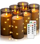 Flickering Flameless Candles with Remote Timer, 6pcs LED Battery Operated Candles with Embedded S...