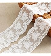 LYXMYGS Lace Trim Ribbon, 3-Yard White Lace Ribbon, 3.3 Inch Width White Laces Trims Delicate Flo...