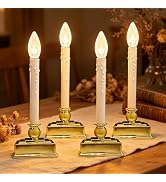Xingzd 4 Pack Christmas Battery Operated LED Window Candles with Timer 6-18 Hour, 12" Flameless C...