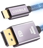 COOBILE USB 3.1 Gen2 Type C to DisplayPort 1.4 Cable [8K@60Hz, 4K@144Hz, 2K@240Hz], [32.4 Gbps, T...