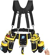 Tool Belt with Suspenders,27-Pockets Heavy Duty Tool Belts for Men with Magnetic Tool Pouch,Detac...