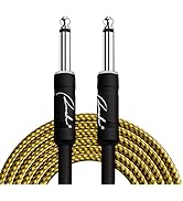 Ranch Instrument Cable 20 Ft - Straight to Straight Quarter Inch Cable - Durable Electric Guitar ...