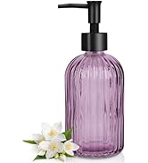 Topsky Stripe Glass Soap Dispenser with Black Plastic Pump, 400ml Liquid Hand Soap Dispenser, Rus...
